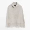 100 % Wolle Cape mit Fransen
