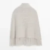 100 % Wolle Cape mit Fransen