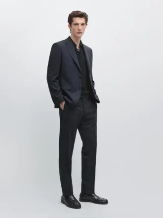 Anzug-Blazer aus kühler Wollmischung mit Karomuster