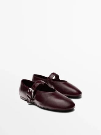 Ballerinas aus geknittertem Leder
