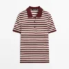 Baumwoll-Poloshirt mit gestreiften Details Baumwoll-Poloshirt mit gestreiften Details