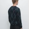 Baumwoll-Strick-Pullover mit Argyle-Muster Baumwoll-Strick-Pullover mit Argyle-Muster