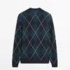 Baumwoll-Strick-Pullover mit Argyle-Muster Baumwoll-Strick-Pullover mit Argyle-Muster