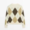Baumwoll-Strick-Pullover mit Argyle-Muster Baumwoll-Strick-Pullover mit Argyle-Muster