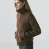 Cardigan aus Alpaka mit Karomuster und Filzstruktur Cardigan aus Alpaka mit Karomuster und Filzstruktur
