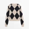 Cardigan aus Baumwollmischung mit Argyle-Muster Cardigan aus Baumwollmischung mit Argyle-Muster