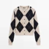 Cardigan aus Baumwollmischung mit Argyle-Muster Cardigan aus Baumwollmischung mit Argyle-Muster