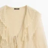 Cardigan aus Leinenmischung mit Rüschendetails Cardigan aus Leinenmischung mit Rüschendetails