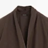 Fließende, locker sitzende Leinen-Wickelbluse Fließende, locker sitzende Leinen-Wickelbluse
