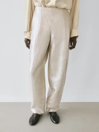 Fließende Metallic-Leinen-Hose