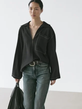 fliessendes overshirt aus wollmischung mit taschendetails 2 330x440 - Flie&szlig;endes Overshirt aus Wollmischung mit Taschendetails