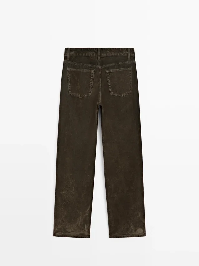 Flock-Jeans mit geradem Bein und niedriger Leibhöhe Flock-Jeans mit geradem Bein und niedriger Leibhöhe