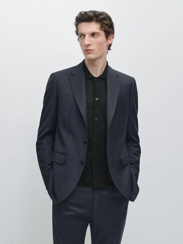 Gestreifter Anzug-Blazer aus Cool Wool Gestreifter Anzug-Blazer aus Cool Wool