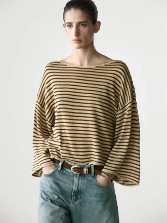 Gestreifter Strickpullover aus 100 % Baumwolle