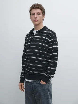 Gestreiftes Poloshirt aus Baumwollmischung