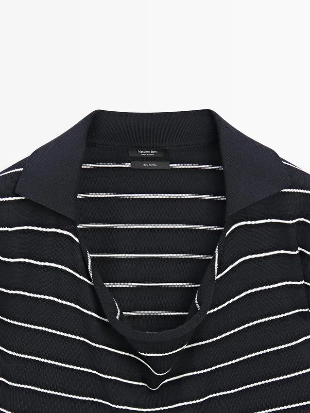 Gestreiftes Poloshirt aus Baumwollstrick Gestreiftes Poloshirt aus Baumwollstrick