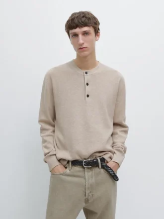 Henley-Pullover aus Baumwollstrick