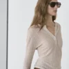 Henley-Pullover aus Wollmischung mit Cutwork-Verzierung Henley-Pullover aus Wollmischung mit Cutwork-Verzierung