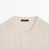 Henley-Pullover aus Wollmischung mit Cutwork-Verzierung Henley-Pullover aus Wollmischung mit Cutwork-Verzierung