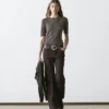 T-Shirt aus Wollmischung mit Kontrastdetail T-Shirt aus Wollmischung mit Kontrastdetail