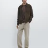Kontrastreiche Jacke aus Baumwolle und Leder Kontrastreiche Jacke aus Baumwolle und Leder