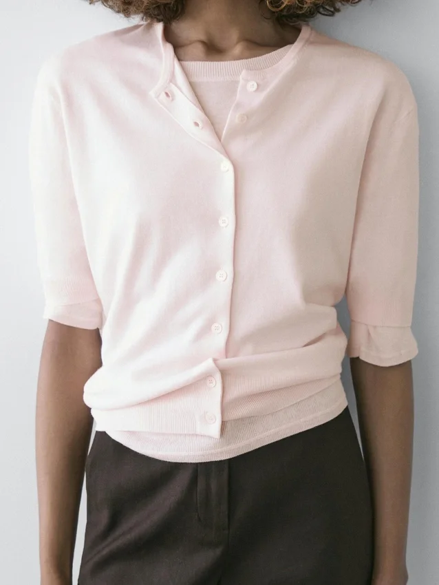 Kurzärmelige Strick-Cardigan Kurzärmelige Strick-Cardigan