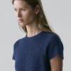 Kurzärmeliger Strickpullover aus Alpaka-Mischung Kurzärmeliger Strickpullover aus Alpaka-Mischung