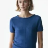 Kurzärmeliger Strickpullover aus Baumwollmischung Kurzärmeliger Strickpullover aus Baumwollmischung