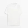 Kurzärmeliges Leinen-Mischung-T-Shirt Kurzärmeliges Leinen-Mischung-T-Shirt
