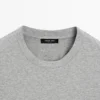 Kurzärmeliges T-Shirt aus melierter Baumwolle Kurzärmeliges T-Shirt aus melierter Baumwolle