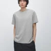 Kurzärmeliges T-Shirt aus melierter Baumwolle Kurzärmeliges T-Shirt aus melierter Baumwolle
