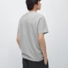 Kurzärmeliges T-Shirt aus melierter Baumwolle Kurzärmeliges T-Shirt aus melierter Baumwolle