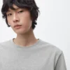 Kurzärmeliges T-Shirt aus melierter Baumwolle Kurzärmeliges T-Shirt aus melierter Baumwolle