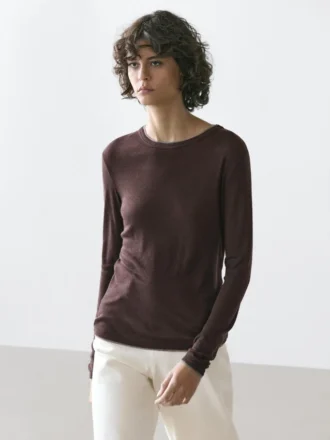 Langarm-T-Shirt mit doppellagigem Saum