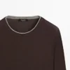 Langarm-T-Shirt mit doppellagigem Saum Langarm-T-Shirt mit doppellagigem Saum