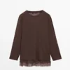 Langarm-T-Shirt mit Spitzendetail Langarm-T-Shirt mit Spitzendetail