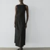 Langes, fließendes Leinen-Mischung-Kleid