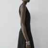 Langes, fließendes Leinen-Mischung-Kleid