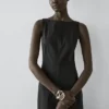 Langes, fließendes Leinen-Mischung-Kleid