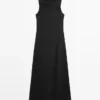 Langes, fließendes Leinen-Mischung-Kleid