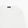 Langärmliges Henley-Ausschnitt-T-Shirt Langärmliges Henley-Ausschnitt-T-Shirt