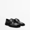 Leder-Derby-Schuhe mit Schnalle Leder-Derby-Schuhe mit Schnalle