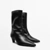 Leder-Stiefeletten mit hohem Absatz