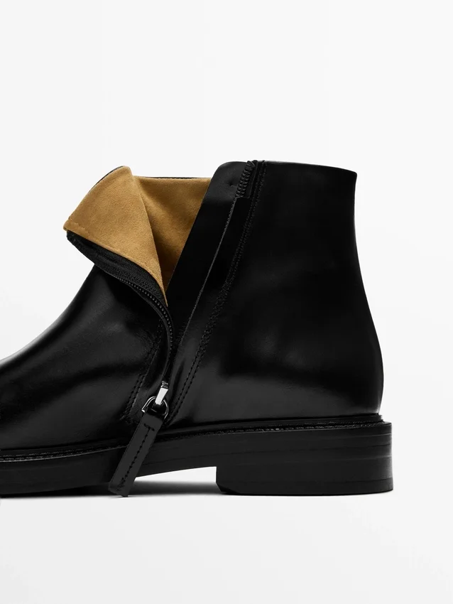 Leder-Stiefeletten mit Wildlederfutter Leder-Stiefeletten mit Wildlederfutter