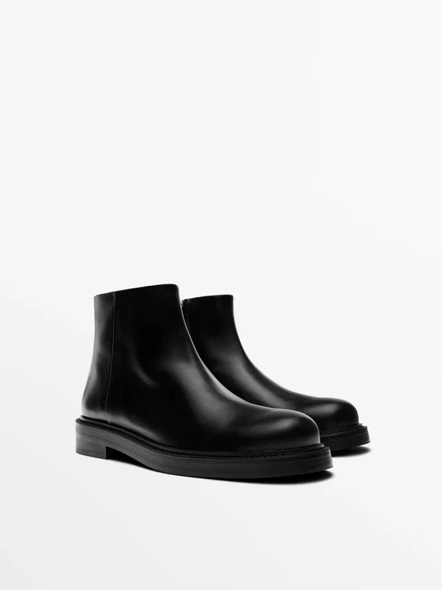 Leder-Stiefeletten mit Wildlederfutter Leder-Stiefeletten mit Wildlederfutter