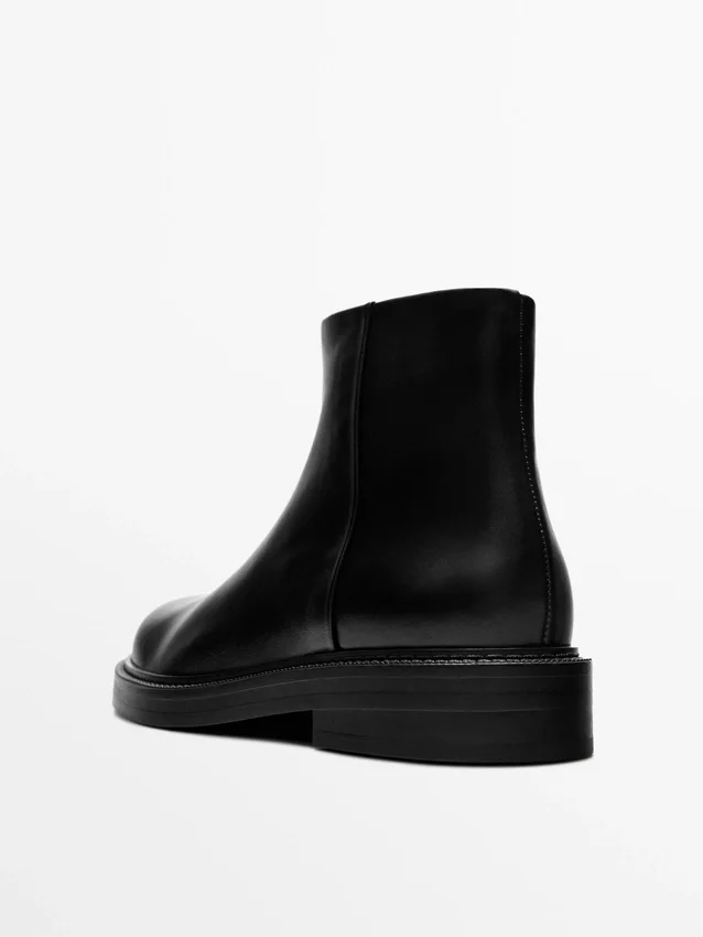 Leder-Stiefeletten mit Wildlederfutter Leder-Stiefeletten mit Wildlederfutter