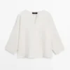 Leinenjacke mit Knopfdetails Leinenjacke mit Knopfdetails
