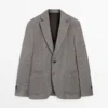 Maßgeschneiderter Blazer aus Leinenmischung mit Fischgrätenmuster Maßgeschneiderter Blazer aus Leinenmischung mit Fischgrätenmuster