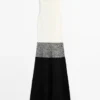 Midi-Kleid aus 100 % Baumwolle mit Kontraststrick Midi-Kleid aus 100 % Baumwolle mit Kontraststrick