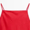 Midi-Kleid aus Leinen mit geradem Ausschnitt